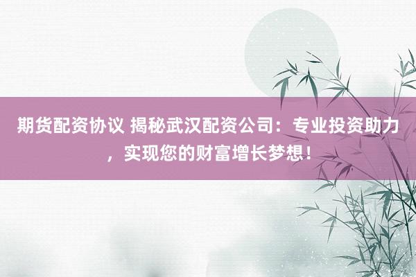 期货配资协议 揭秘武汉配资公司：专业投资助力，实现您的财富增长梦想！