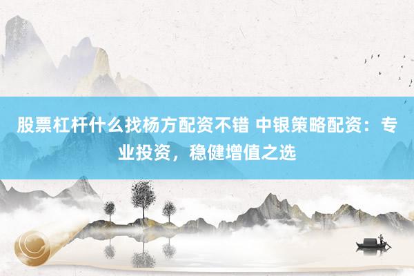 股票杠杆什么找杨方配资不错 中银策略配资:专业投资,稳健增值之选
